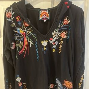 Johnny Was embroidered hooded top